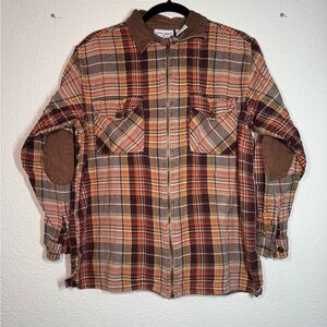 kathy ireland Plaid Zip-Front Utility Jacket in Brown, Orange and Tan